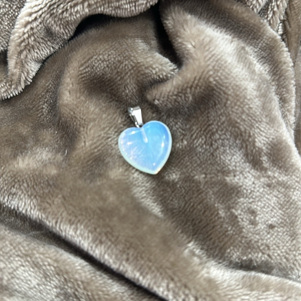 Opalite Stone Heart Pendants Charm Reiki Chakra Healing Beads